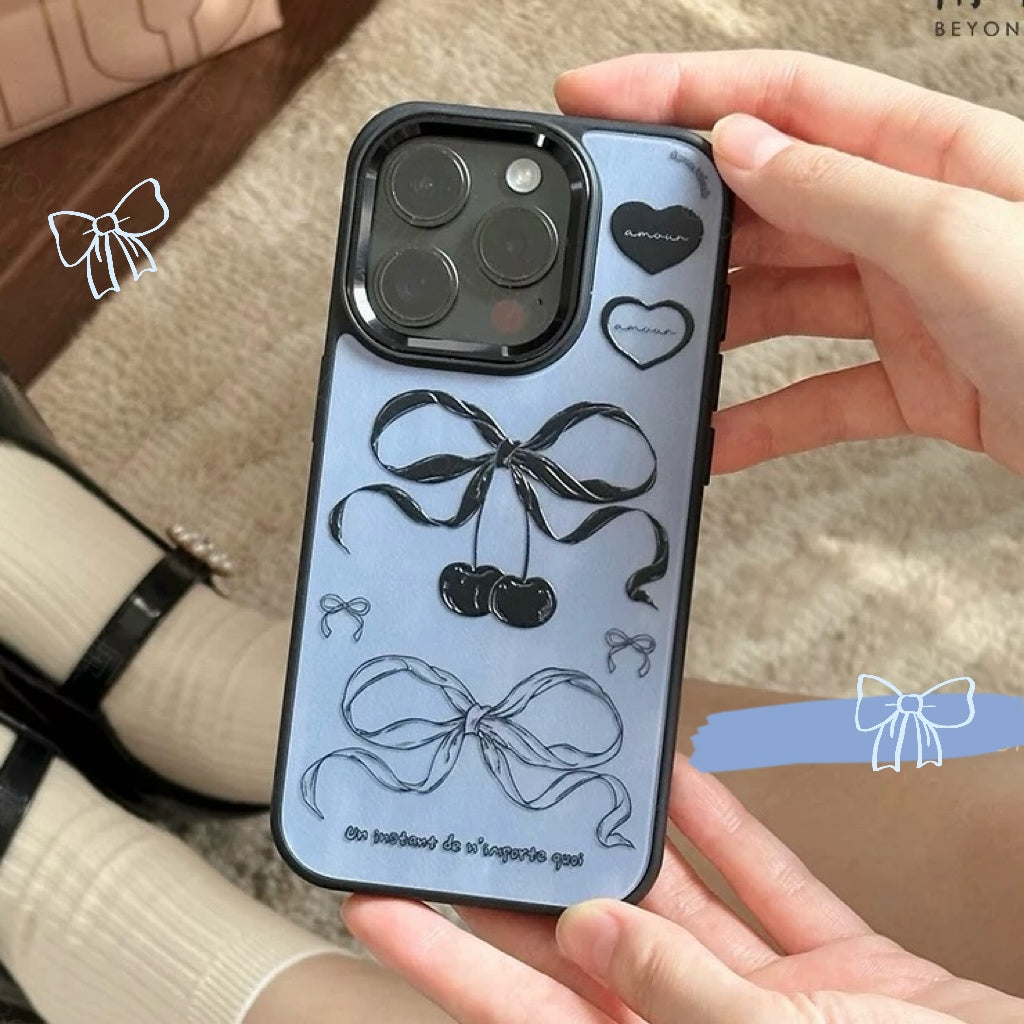 Midnight Ribbons & Cherries iPhone Case