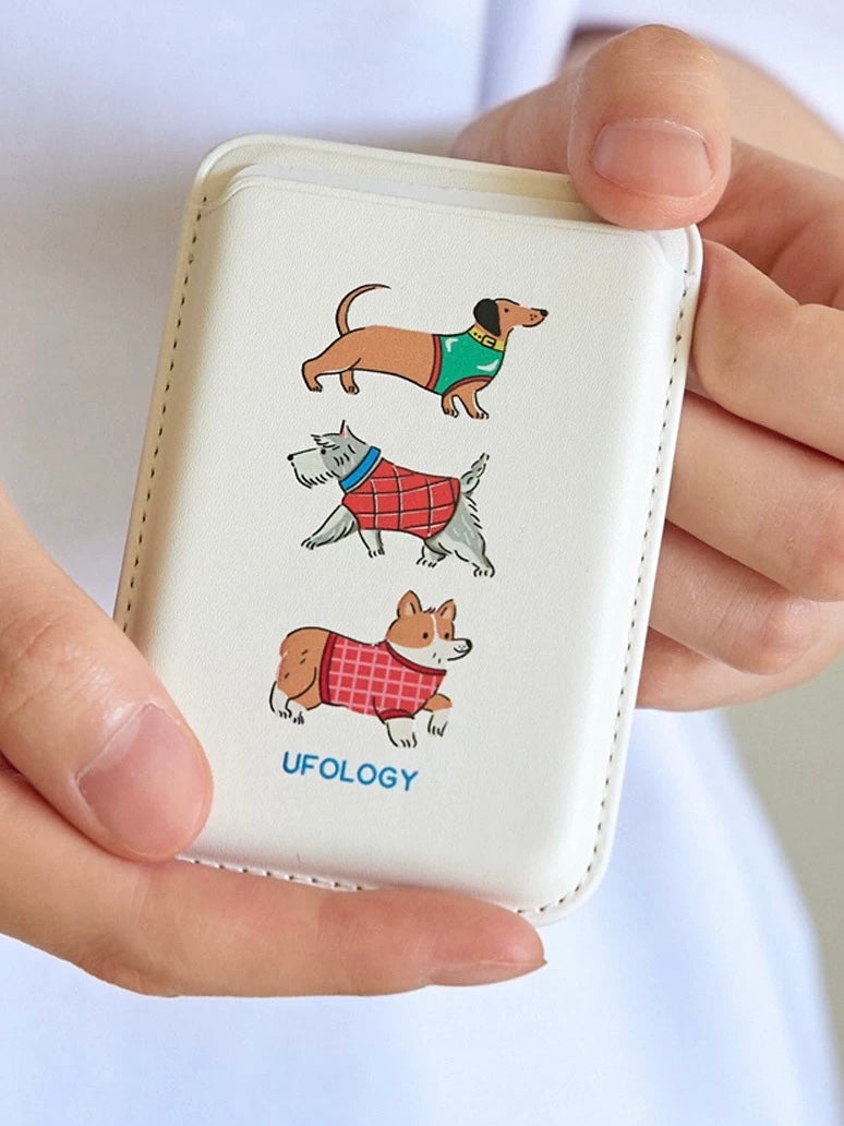 Creamy Dachshund Leather MagSafe Wallet