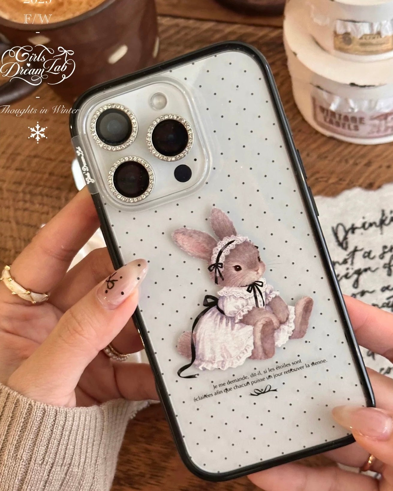 Vintage Bunny Clear iPhone Case