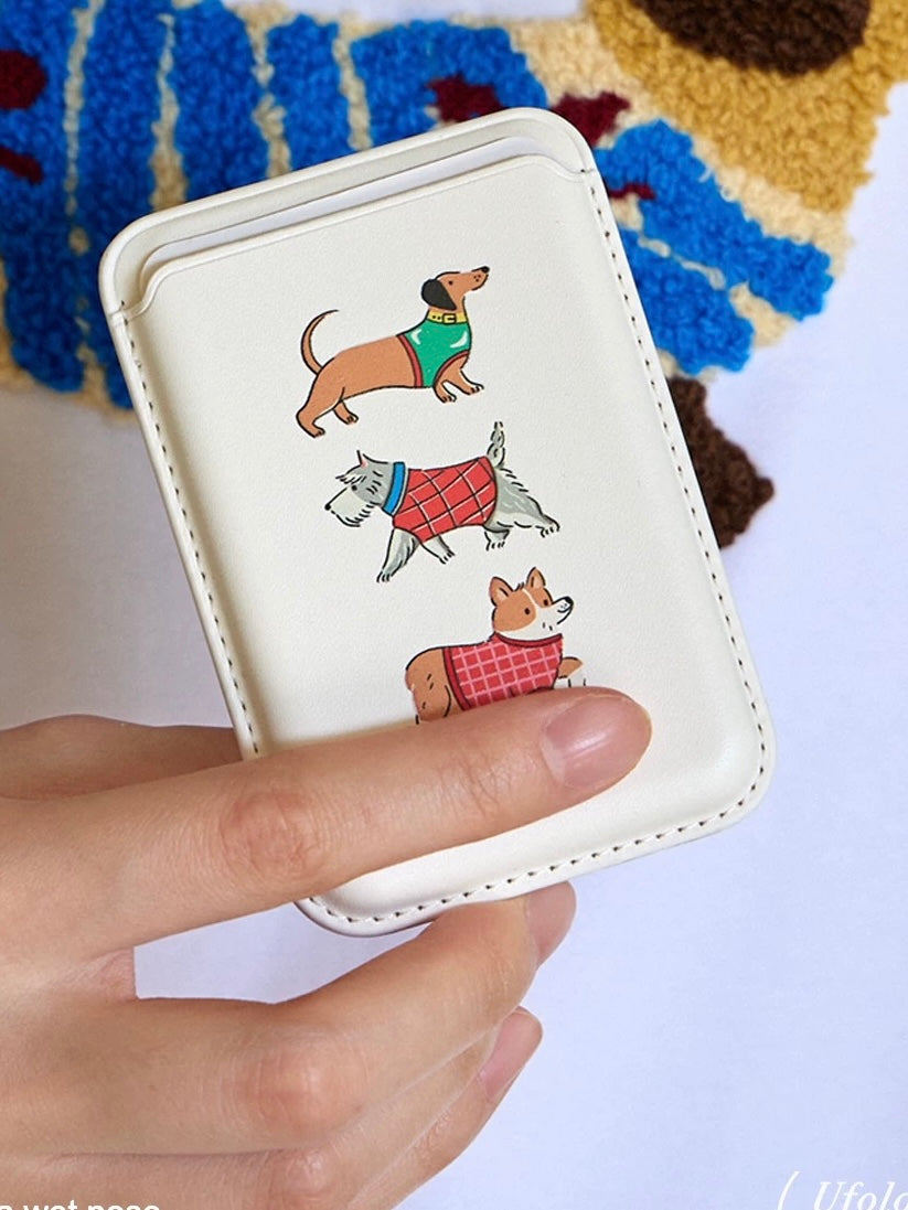 Creamy Dachshund Leather MagSafe Wallet