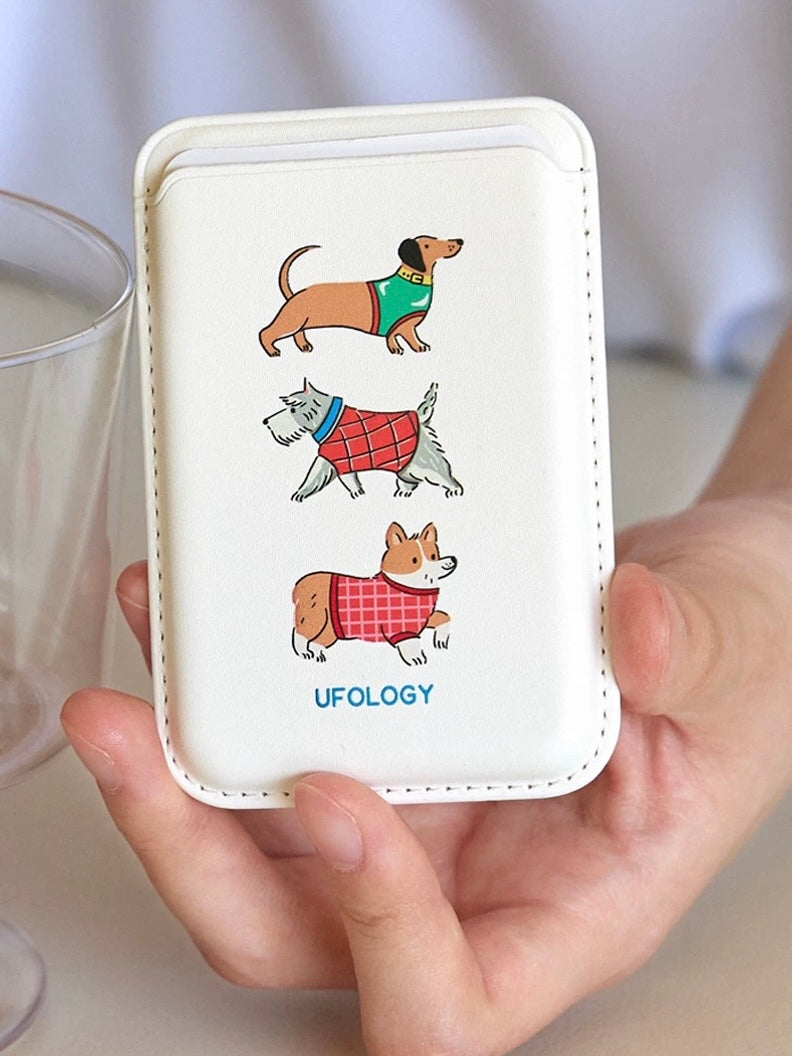 Creamy Dachshund Leather MagSafe Wallet