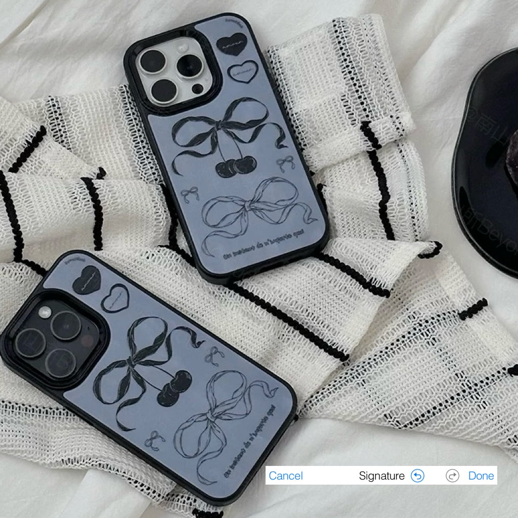 Midnight Ribbons & Cherries iPhone Case