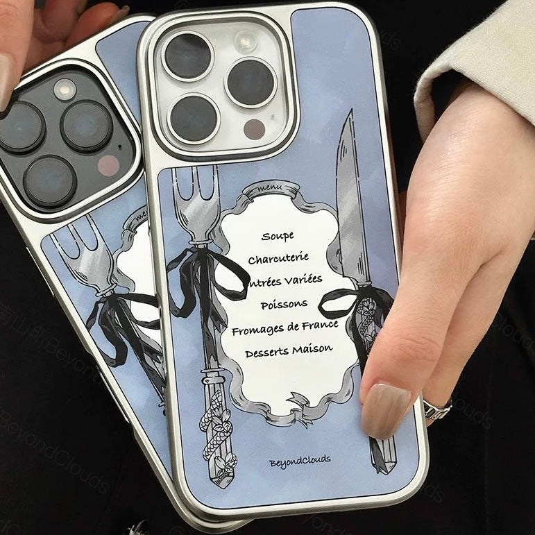 French Vintage Menu Mirror Electroplated iPhone Case
