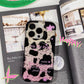 Black & Pink Cow Print iPhone Case