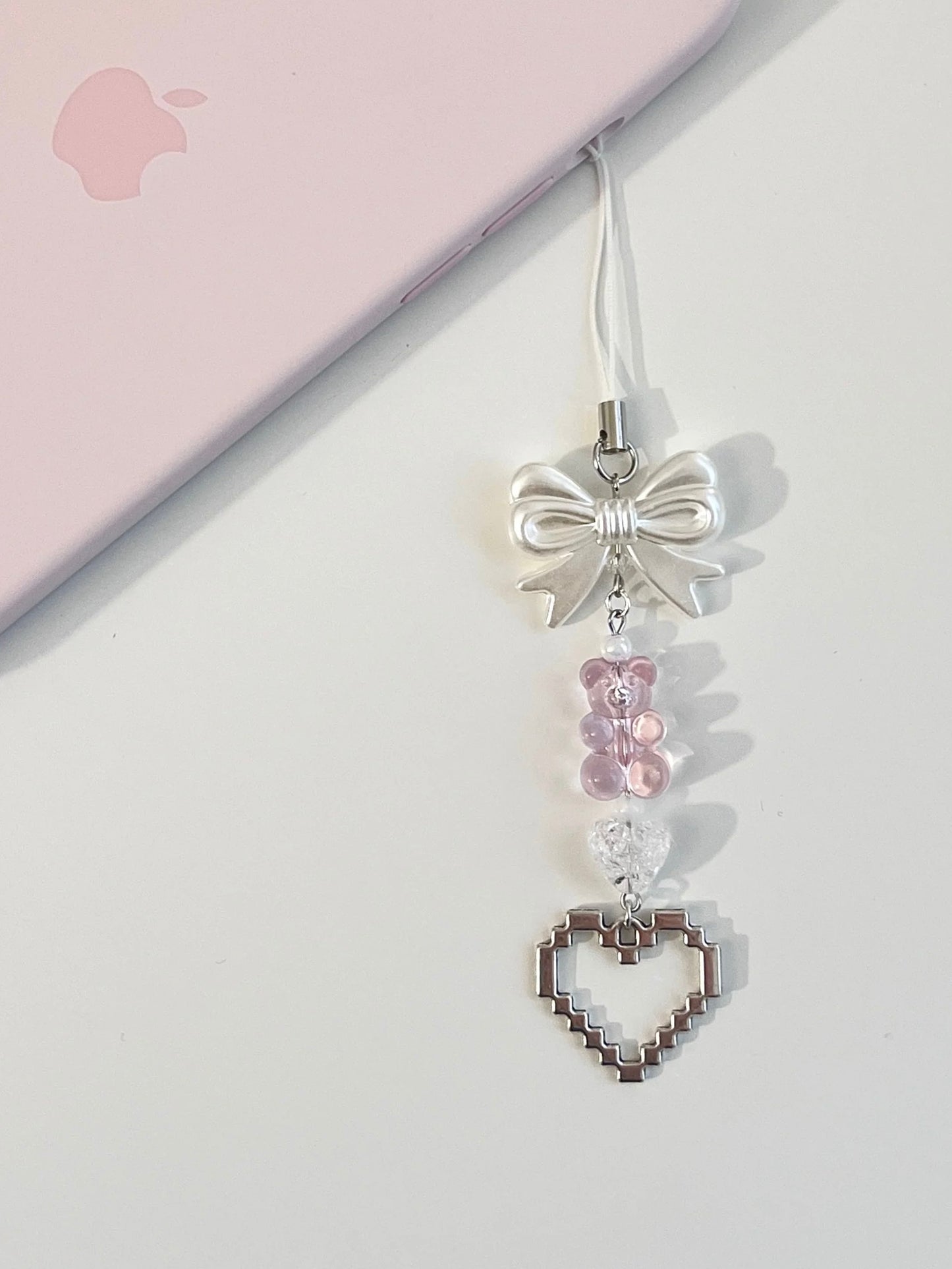 Pixel Heart Phone Charm