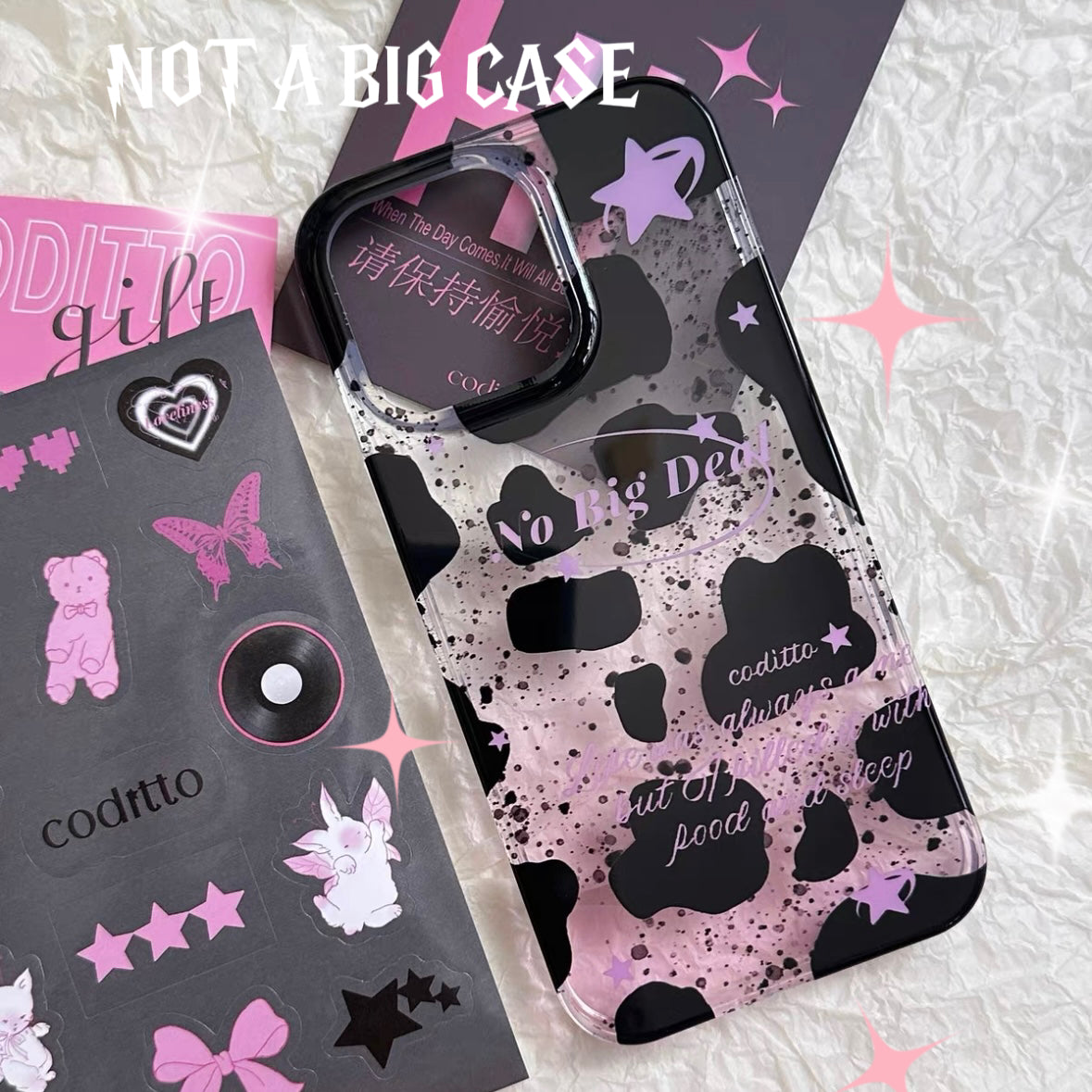 Black & Pink Cow Print iPhone Case