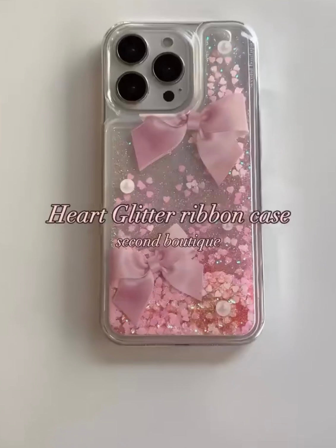 Heart Glitter Ribbon Case