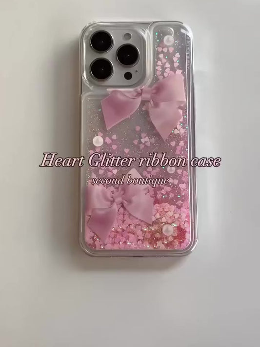 Heart Glitter Ribbon Case